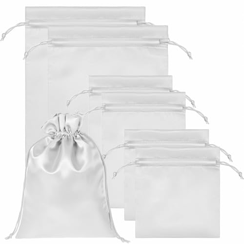 6 Pcs Toy Storage Bags, Quality Satin Silk Drawstring Pouch Adjustable Microfiber Toy Organizer Bags Gift Bag Foldable Ditty Bag for Women Men Toys Underwear Sunglasses Cosmetic (3 Sizes Silver) - color: Silver