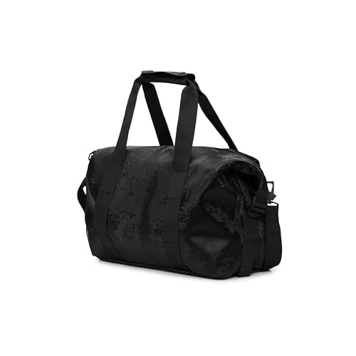 RAINS Hilo Weekend Bag Small - Coal Waterproof Travel Duffel for Men and Women - Compact Black Duffle with Coated Zip, Adjustable Strap, Compression Straps - 2 Year Warranty - color: Coal