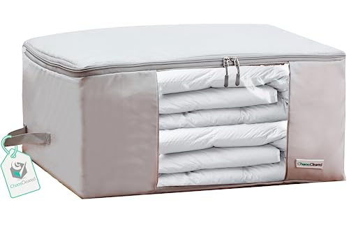 Comforter Storage Bag - Folding Organizer bag for King/Queen Comforters, Pillows, Blankets, Bedding/Quilt, Blanket, Duvet, Mothproof Space Saver; Large Collapsible Organizers, 24"x14"x11" - color: Gray, size: 1 Pack