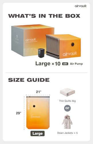 AirVault Vacuum Storage Bags for Travel & Home - Space Saver Compression Packing Bags Set for Clothes, Blankets & Seasonal Storage (10 Large) - style: 10-Pack | Large