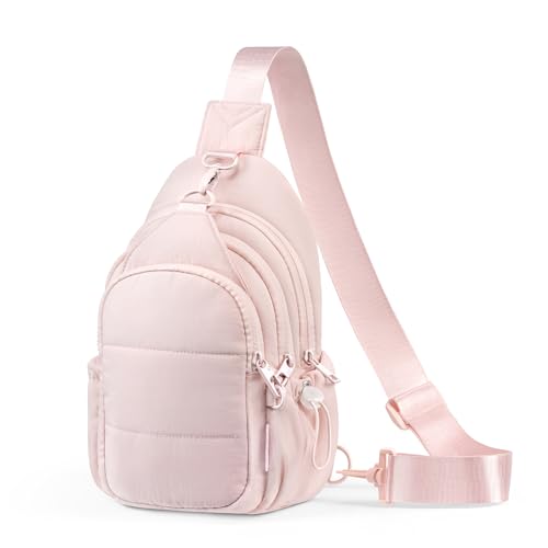 TOPEAST Sling Bag for Women, Anti-Theft Crossbody Bag with RFID Blocking & Water Bottle Holder for Travel, Water-resistant - color: Pink