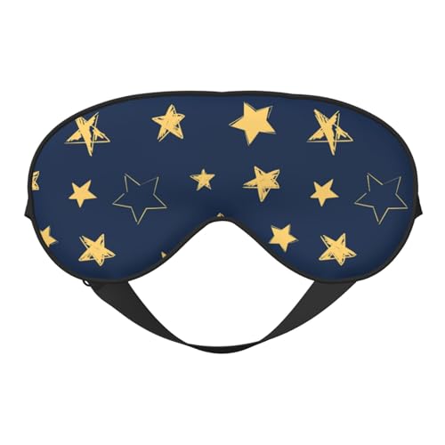 Sleep Eye Mask Doodle Yellow Stars Sleep Mask for Women Men Comfortable Eye Mask with Adjustable Strap Soft Eye Cover Blindfold for Travel Yoga Nap Shift Work - color: Doodle Yellow Stars