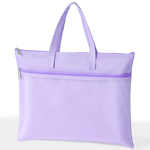 SortRax Large Zipper Pouch with Handle, 13.8" x 11", 2 Pockets, Organizer Bag for Documents, Arts, Coloring Books, Cross Stitch, Embroidery Supplies, 1 Pack - Purple - color: Purple