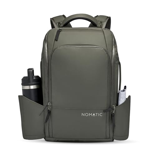 NOMATIC 14L Travel Pack - Mens Travel Backpack - Expandable to 21L - Water Resistant Daypack - TSA-Ready - Lightweight Business Traveling Backpack for Men - 15" Laptop Compartment - color: Olive, size: 14L
