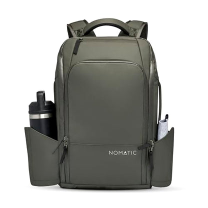 NOMATIC 14L Travel Pack - Mens Travel Backpack - Expandable to 21L - Water Resistant Daypack - TSA-Ready - Lightweight Business Traveling Backpack for Men - 15" Laptop Compartment - color: Olive, size: 14L