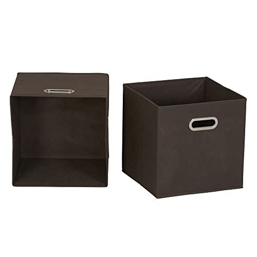 Household Essentials Foldable Fabric Storage Cubes 6-Pack – 11x11x11 Stackable Non-Woven Bins with Chipboard Sides & Grommet Handles – Closet, Shelf, Nursery, or Office Organizer – Chocolate Brown - color: Brown, size: 11” L x 11” W x 11” H