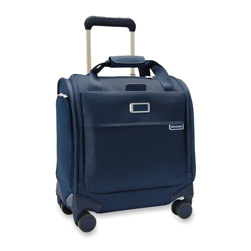 Briggs & Riley Cabin Spinner - Carry On Luggage for Travel, Suitcases with Wheels, Softside Rolling Bag for Men & Women, Fits Under Plane Seat, Interlocking Handle - Baseline Collection, Navy - color: Navy, size: 16" Underseat Cabin Bag