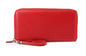 Zip-Around Passport Wallet Executive Unisex Leather Boarding Pass Holder (Red) - color: Red