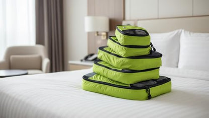 GOX Ultra Light 5 piece Packing Cubes Travel Luggage Organizer 1 Large 2 Medium 2 Small - color: Green