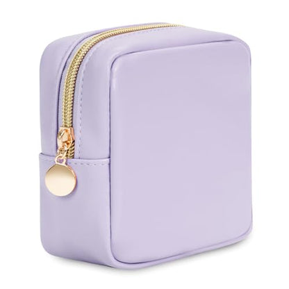 Wandering Nature Small Makeup Bag for Purse Mini Make up Pouch Cute Cosmetic Pouch for Women with Slip-in Pockets Eco Vegan Leather, Purple - color: A2: Purple