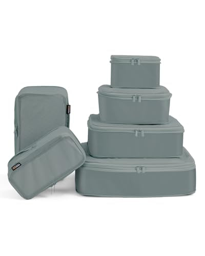 Compression Packing Cubes for Travel, 6-Piece Set (Large/Medium/Small), Double-Zip Luggage Organizers for Suitcase & Carry-On, Clothes Storage Bags (Steel Blue, 6 Pack) - color: Steel Blue
