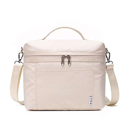 NOL Natural Organic Lifestyle Insulated Lunch Bags for Women Cooler Bag Lightweight Nylon Waterproof Lunch Box For Work(Medium, Cream) - color: Cream, size: Medium (8 Liters)