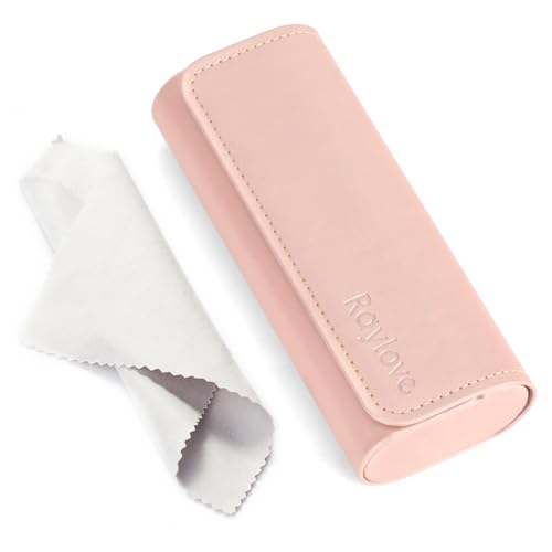 RayLove Hard Shell Glasses Case, Lightweight Leather Eyeglass Case, Travel-Friendly Sunglasses Protector for Men & Women - color: Rose Gold