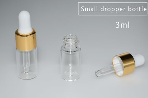 Small Dropper Bottle, 10pcs 3ml Mini Sample Dropper Bottles Mini Makeup Containers for Travel Liquids Tiny Glass - size: 3ml