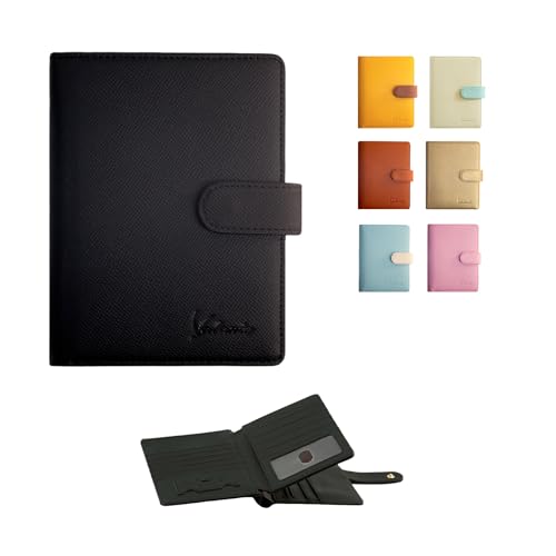 Valante 3-fold RFID AirTag travel passport wallet with 21 pockets and card slots (Black, 6 * 4 inch) - color: Black