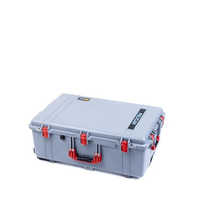 Silver Pelican 1650 Large Case - Comes with Pick & Pluck Foam - Red Handles & Latches. - color: Red Handles & Latches