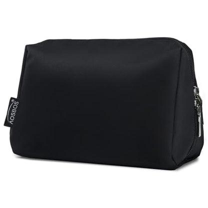 Aosbos Small Travel Makeup Pouch - Cosmetic Bag for Women, Midnight Black - color: Midnight Black