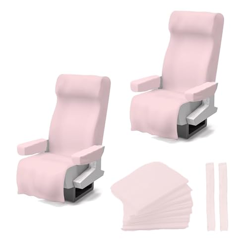 6 Pack Disposable Airplane Seat Covers Hygienic Protective Seat Protector & Portable Travel Accessory. Includes Support Gloves for Flights, Trains, Buses, Cars & Public Transit (Pink) - color: pink