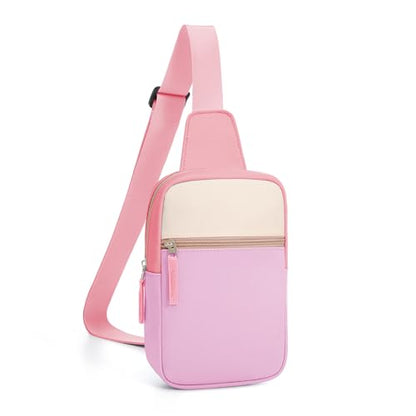 Birthday Gifts for 8 9 10 11 12 Year Old Teens Girls Kids, Fanny Pack Crossbody Bag Sling Belt Bags Purse, Dorm Travel Essentials for Girls Fashion, Preppy Tween Teen Girl Gift Trendy Stuff - color: Dark Pink & Pink