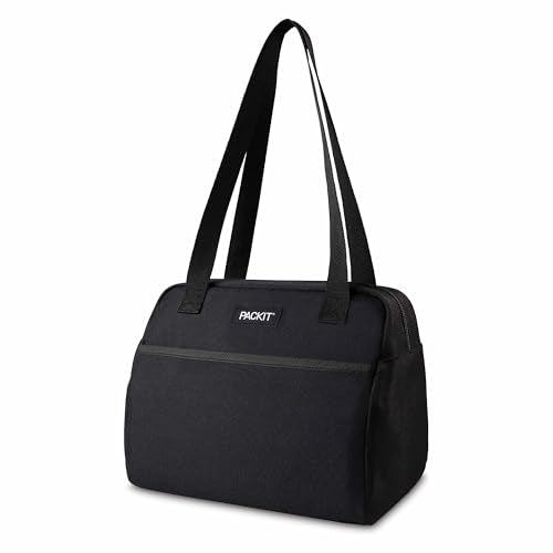 PackIt(R) Freezable Hampton Lunch Bag, Black, Built with EcoFreeze(R) Technology, Collapsible, Reusable, Zip Closure with Front Pocket and Shoulder Straps, Designed for Fresh Office Lunches - color: Black