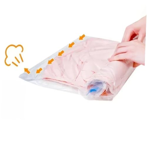 Ipetboom 12pcs Vacuum Compression Bags for Travel Clothes Storage, Hand Roll-up Reusable Space Saver Bags, Pa+pe Material, 35x50cm 40x60cm, Luggage Packing Organizer