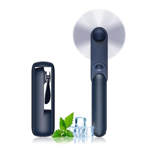 Lerat Portable Handheld Fan, 2 IN 1 Mini Hand Fan, Battery Operated [8-15 Working Hours], USB Rechargeable Personal Foldable Fan for Indoor, Small Pocket Fans Travel Essentials for Outdoor (Blue) - color: Blue