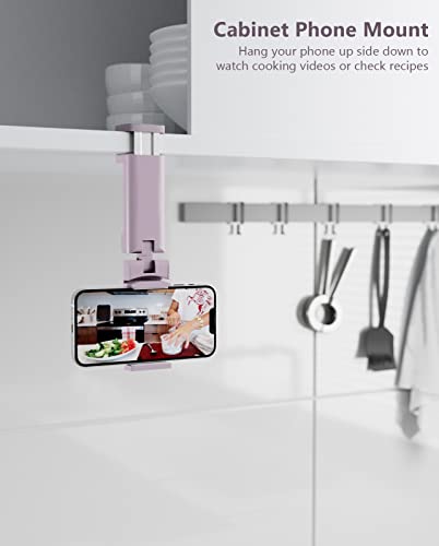 MiiKARE Travel Essentials Airplane Phone Holder, Universal Handsfree Phone Mount for Flying with 360 Degree Rotation, Travel Must Haves Phone Stand for Desk, Tray Table, Purple&Pink - color: Purple&Pink