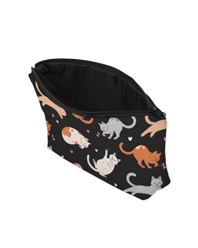 Cute Travel Makeup Bag Cosmetic Bag Small Pouch Gift for Women (Cat Black) - color: Cat Black