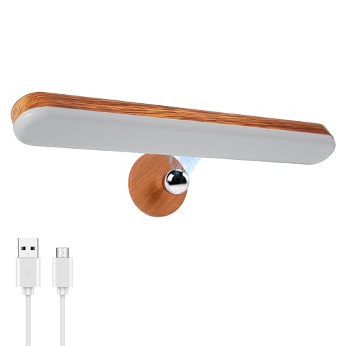 Benreom Vanity Light for Mirror with 4000mAh Rechargeable Battery, Touch Control Dimmable Makeup Light with 3 Color Modes, Magnetic 360° Adjustable LED Bathroom Mirror Light, Light Wood - color: Light Wood, size: 1 Pack