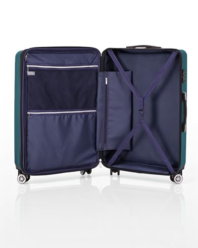 Coolife Luggage, Suitcase with Durable and Lightweight, Large Checked Luggage with PC+ABS Hardshell Expandable, Dual Spinner Wheels, TSA Lock, and YKK Zipper(green new, L(28in)) - color: green new, size: L(28in)
