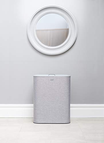 Joseph Joseph Tota 90 liter/23.8 gallon Laundry Hamper Separation Basket with lid, 2 Removable Washing Bags with Handles - Gray - color: Gray, style: Dual Compartment 90L