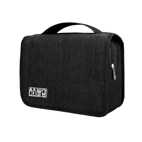 L&FY Hanging Travel Toiletry Bag Women's Cosmetic Organizer Makeup Pouch Men's Shaving Kits With Handle (Denim Black) - color: Denim Black, size: Compact Size