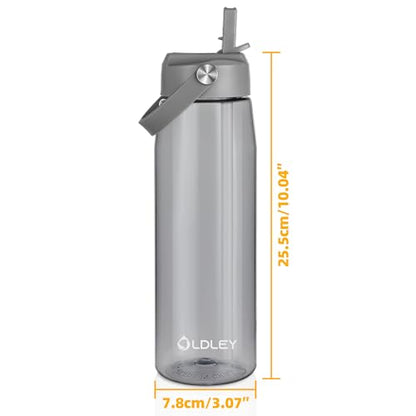 OLDLEY 32 oz Water Bottle with Straw, Leakproof Sports Water Bottle with Carry Strap, BPA-Free Large Water Bottles for Home,Travel, School, Outdoors, Gym, Tritan, Gray - color: Gray