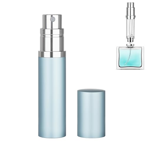 Refillable Perfume Atomizer Travel Bottle 5ml Leakproof Luxury Travel Perfume Refillable Bottle, Portable Fragrance Atomiser (Light Blue) - color: Light Blue