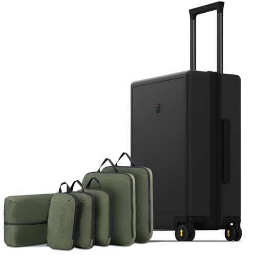 LEVEL8 Carry on Luggage Airline Approved, Small Carry on Suitcases with Wheels, Lightweight Hardside Textured Luggage for Travel, Tsa Approved, 20-Inch, Black - color: Black, size: Carry-On 20 Inch + 6PC