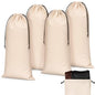 Amylove 4 Pcs Flannel Cloth Shoe Bags for Travel, 8 x 17 Inches Dust Pouch with Drawstring Closure, Washable Breathable Cotton Fabric for Luggage(Beige) - color: Beige