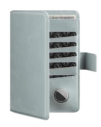 VULKIT Passport Holder with Airtag Holder RFID Blocking Passport Wallet Travel Leather Passport for Women(Blue) - color: Blue