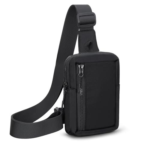 USHAKE Small Crossbody Bags for Women Men - Mini Sling Bag for Traveling and Hiking - color: Black