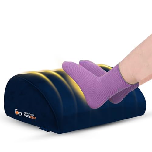 Friends of meditation Foot Rest for Office Chair | Foot Stool for Sofa | Ergonomic Foot Rest Under Table/Desk | Leg Resting Stool | Removable Cover | Blue - color: Blue