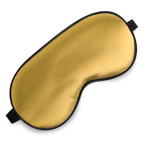 Sleep Mask, Silk Eye Mask for Sleeping with Adjustable Strap, Blindfold Eyeshade for Men & Women, Comfortable & Soft Eye Cover Eyeshade for Night Sleep (Gold) - color: Gold