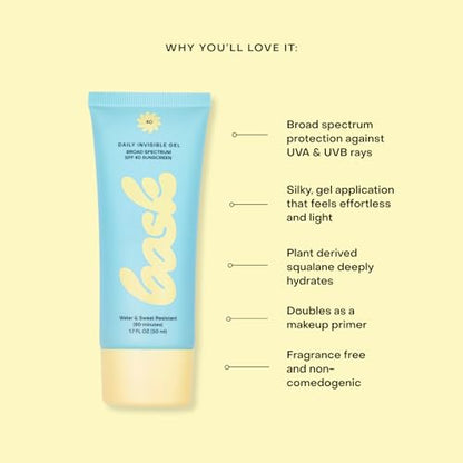 Bask Sunscreen Carry-on Kit: Travel Size Bundle with Beach and Travel Pouch | SPF 30 & 50 Sheer Moisturizing Sunscreen Lotion, Daily Invisible Gel SPF 40 Face Sunscreen, & Convenient Travel Pouch - color: Travel Kit, size: 2.13 Ounce (Pack of 4)