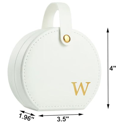 Travel Jewelry Case, Elegant Half-Moon Design with Golden Accents, Detachable Handle, White Personalized Accessory Organizer, Fashion-Forward Gift for Women and Teens(W) - style: W