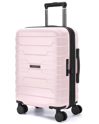BAGSMART Carry On Luggage 22x14x9 Airline Approved with Spinner Wheels,Lightweight 20 Inch Luggage with TSA Lock,Expandable Hard Shell Carry On Suitcases for Men Women,Pink - color: Pink