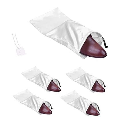GONGKANGYUAN 4 Pack Shoe Bags for Travel Satin Fabric Shoe Bag with Drawstring for Men Women Travel Protecting Storing Shoes - color: White