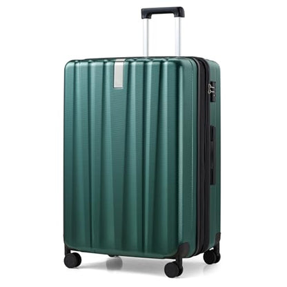 Hanke 29 Inch Expandable Checked Luggage Lightweight PC Hard Shell Luggage Suitcases with Wheels Travel Luggage Rolling Large Suitcase Travel Luggage Bag for Study Abroad.(Blackish Green) - color: Blackish Green, size: Expandable 29 Inch