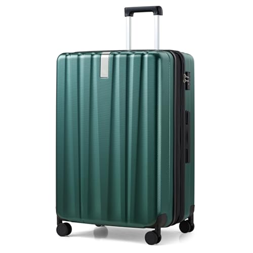 Hanke 29 Inch Expandable Checked Luggage Lightweight PC Hard Shell Luggage Suitcases with Wheels Travel Luggage Rolling Large Suitcase Travel Luggage Bag for Study Abroad.(Blackish Green) - color: Blackish Green, size: Expandable 29 Inch