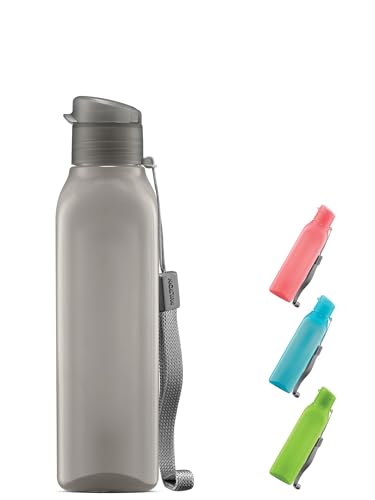 MILTON Travel Water Bottle – 1Pcs Reusable Sports Bottle with Easy Open Close Lid and Leakproof Neck – Food Grade Plastic Water Bottles for Adults and Kids, School, Gym - color: Black