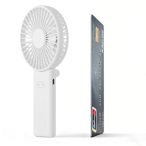 HandFan Ultra-𝐒𝐥𝐢𝐦 & Lightweight Handheld Fan (0.5in,0.3lb), 5 Speeds Portable Hand Held Fan USB Rechargeable 180° Foldable, Quiet Summer Essentials with Lanyard for Travel/Concerts/Lash (Pink) - color: White