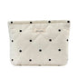 uekeboag White Quilted Cotton Makeup Pouch,Coquette Quilted Toiletry Bag for Women and Girls, Floral Coquette Organizer Bag, Aesthetic Travel Cosmetic Bags(01White Dots) - color: 01White Dots