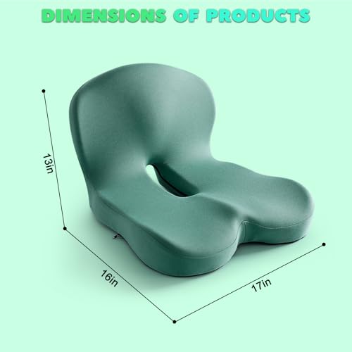 Buttocks Cushion for Office Chair Memory Foam Seat Pad for Butt Support Tailbone Relief Ergonomic Chair Cushion for Home Car Travel or Work (Army Green) - color: Army Green